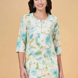 Rangmanch by Pantaloons Green Printed Straight Short Kurti-image-24
