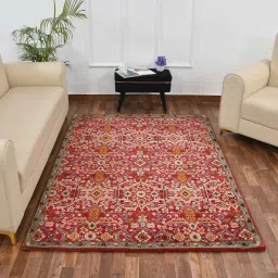 Presto Red & Gold Polyester Traditional Carpet image 1