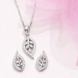 Zavya 92.5 Sterling Silver Simplicity Leaf Pendant and Earrings Set for Women-12