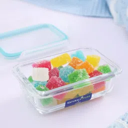 NATURALLY YOURS Transparent Glass Rectangle Container With Pp Lid 180 ml image 1