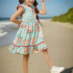 TeenTrums Floral Print with Pom-Pom Detail Fit & Flare Dress-image-53