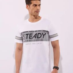 Hoversoul White Cotton Regular Fit Printed Half Sleeves Crew Neck T-Shirt-21