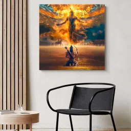 999Store Multicolor Canvas Wrapped Painting Of Krishna In Divine Form image 1