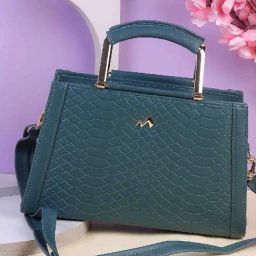 Metro Green Textured Medium Satchel Handbag-15