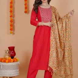 MissKurti Women Ethnic Motifs Embroidered Kurta with Trousers & Dupatta-picture-4