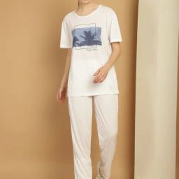 Vimal Jonney White Cotton Printed T-Shirt & Track Pants Set-21