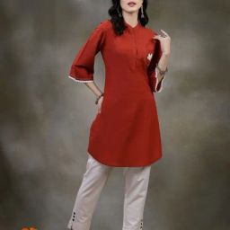 Nayam by Lakshita Orange Cotton Embroidery Kurti-picture-48