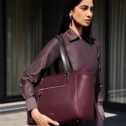 Miraggio Abby Wine Textured Large Tote-image-31
