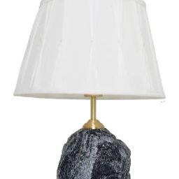 FOS LIGHTING Raw Black Marble Table Lamp with Pleated Fabric Shade image 2