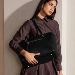 Miraggio Abby Black Textured Large Tote-picture-14