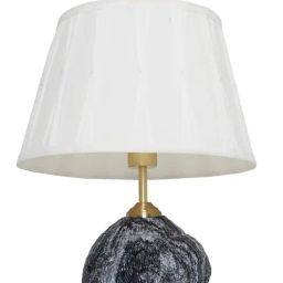 FOS LIGHTING Raw Black Marble Table Lamp with Pleated Fabric Shade image 5