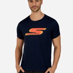 Skechers Navy Regular Fit Printed Sports T-Shirt-image-38