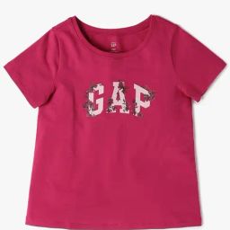GAP Girls Darkpink Cotton Embroidered T-Shirt-image-4