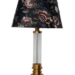 FOS LIGHTING Black Embroidered Table Lamp with Fluted Glass Pillar image 3