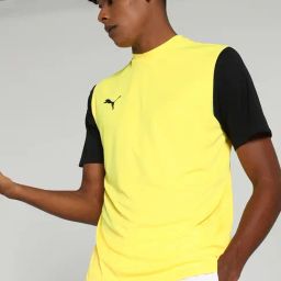 Puma Teamsport Yellow & Black Regular Fit Colour Block Sports T-Shirt-image-59