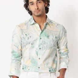 Rare Rabbit Off White Regular Fit Printed Shirt-image-85