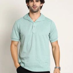 Campus Sutra Green Regular Fit Self Pattern Polo T-Shirt-picture-15