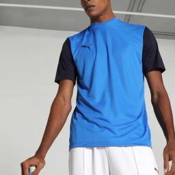 Puma Blue & Black Regular Fit Colour Block Sports T-Shirt-image-31