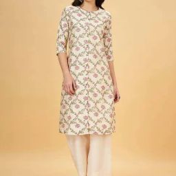 Rangmanch by Pantaloons Cream Printed Straight Kurta-image-68