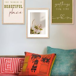 Kotart Brown & Green 3 Pieces Typography Wooden Wall Arts-picture-37