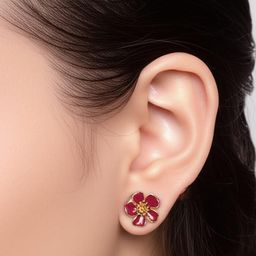 Namaste Jewels Women Red & Gold-Plated Floral Stud Earrings-picture-33