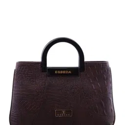 Esbeda Dark Brown Textured Handbag-10