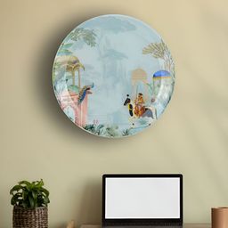 Maison Modern Blue & Pink Ethnic Motifs Printed Iron Round Wall Plate-picture-19