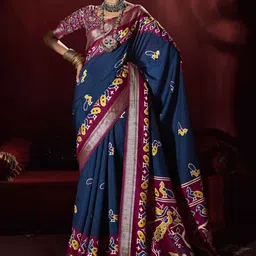 SANSKAR Ethnic Motifs Zari Silk Blend Kanjeevaram Saree-picture-53