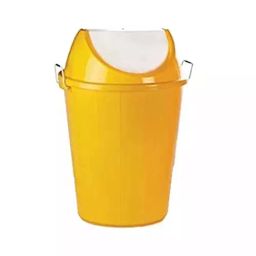 Grassland Dustbin 40 L HDPE Plastic Round Yellow with Swing Lid, GPL1064-47