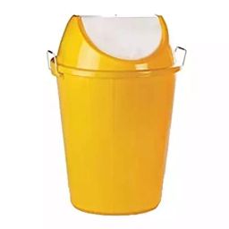 Grassland Dustbin 30 L HDPE Plastic Round Yellow with Swing Lid, GPL1173-27