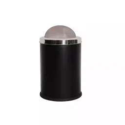 Grassland Dustbin ‎11 L Stainless Steel Round Black with Swing Lid, GSS1008-18