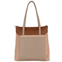 Baggit Jonas Lark Beige & Brown Color Block Large Shoulder Handbag-image-0