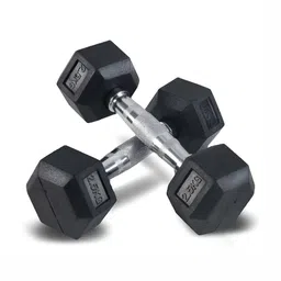 HackerX Set Of 2 Rubber Coated Fixed Weight Dumbbells 2.5 kg Each image 1