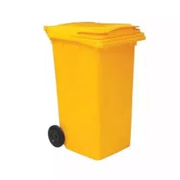 Grassland Dustbin HDPE Plastic Yellow 120 L with Lid & 2 Wheels, GPL1186-15