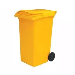 Grassland Dustbin HDPE Plastic Yellow 120 L with Lid & 2 Wheels, GPL1186 image 2