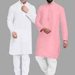 VS MALL Pink Cotton Blend Kurta Sets-image-38