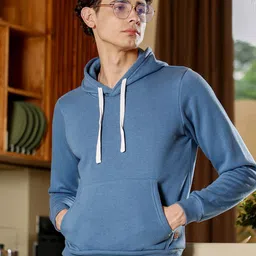 Campus Sutra Men Long Sleeve Hooded Cotton Pullover Sweatshirt-picture-34
