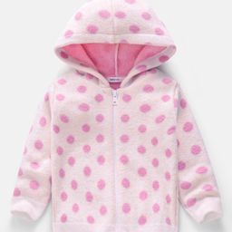 Babyoye Full Sleeves Hooded Nylon Blend Sweater Polka Dot Design- Pink-image-52