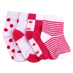 Footprints Pair of 5 Organic Cotton And Bamboo Striped And Design Detail Socks - Pink-image-88