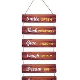 Kuber Industries Wooden 6 Layered Hanging Plaque Sign"SMILE,THINK,GIVE,LAUGH,DREAM,LOVE"Quotes For Home Decoration,Brown,-picture-17