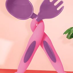 Bembika 360 Degree Bendable Baby Self Feeding Spoons with BPA Free material Gum Friendly Spoon For Baby Feeding Baby Self Feeding Spoon-Fork And Spoon Set Purple-16