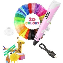 Magiwand 3D Pen for Kids 3D Printing Pen with LCD Display 10 Metres Each 20 Filaments Extra & 3 Metre Each 3 Filaments Pack of 1-6