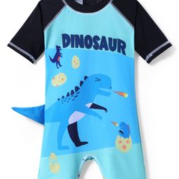 Rovars Half Raglan Sleeves Legged Swimsuit with Dino Print - Blue-image-75