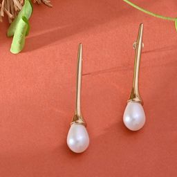 ToniQ Gold Plated Pearl Drop Earrings-38