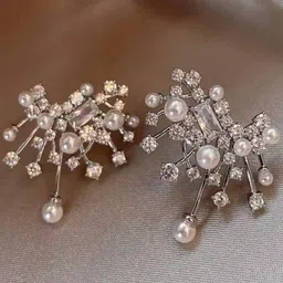 SEAA ENTERPRISES Artificial Stones Studded and Pearls Beaded Contemporary Drop Earrings-46