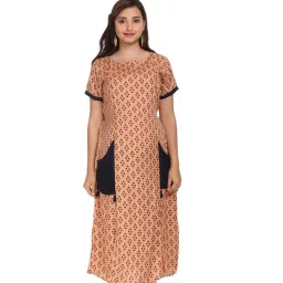 Morph Maternity Elegant Gold Print Feeding Kurta - Brown-picture-19