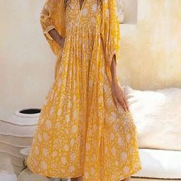 DMPRSN ATTIRE Floral Print Tie-Up Neck Extended Sleeves Empire Maxi Dress-image-99