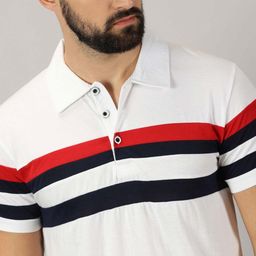 THE BEETEL HOUSE Men Colourblocked Polo Collar Pockets T-shirt-image-22
