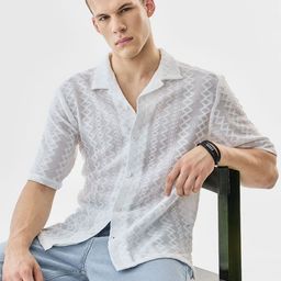 Snitch Men Boxy Fit Textured Cuban Collar Casual Shirt-picture-3