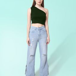 CareDone One Shoulder Crop Top-image-46